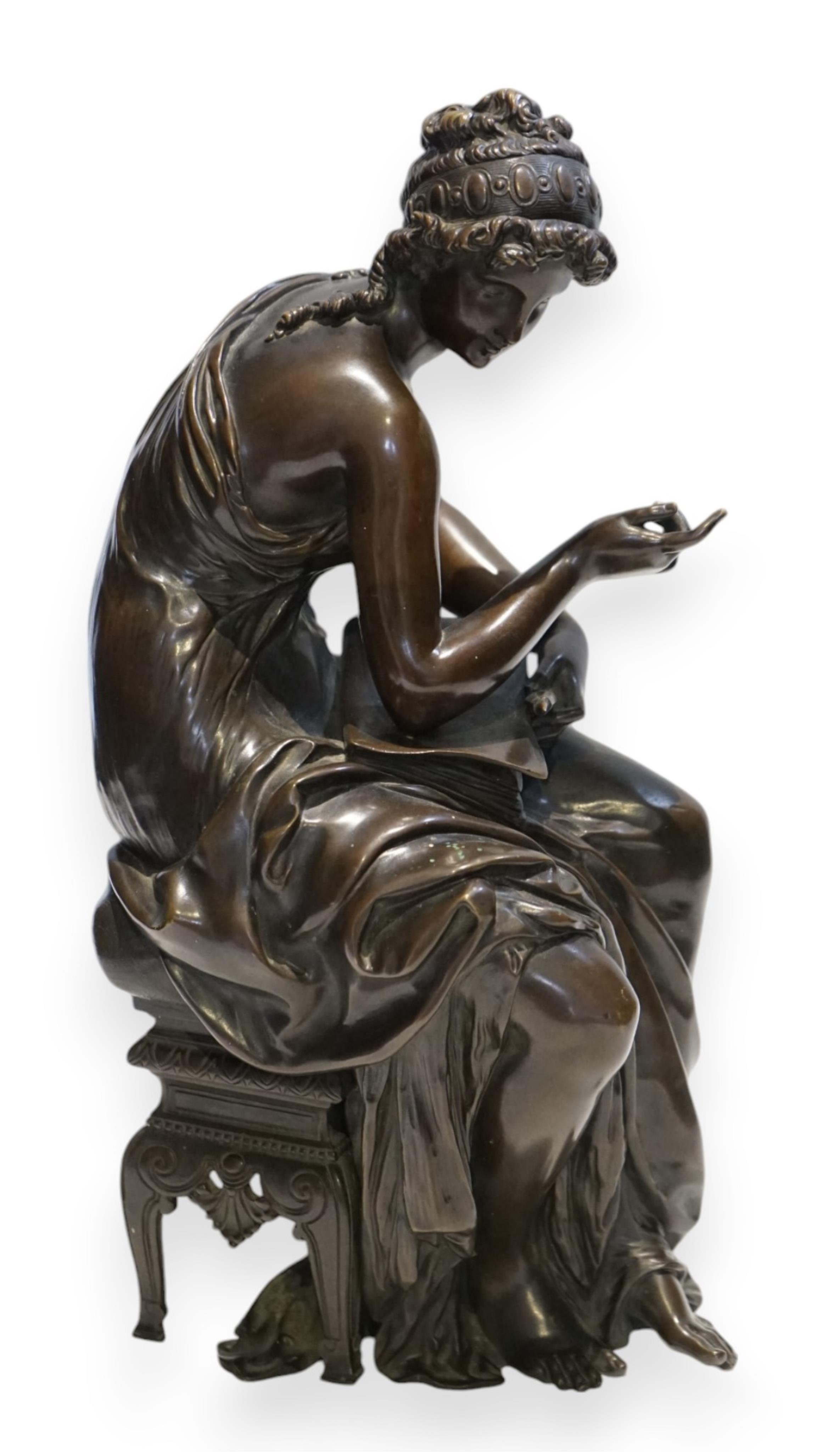 A 19th century French bronze figure of Sappho